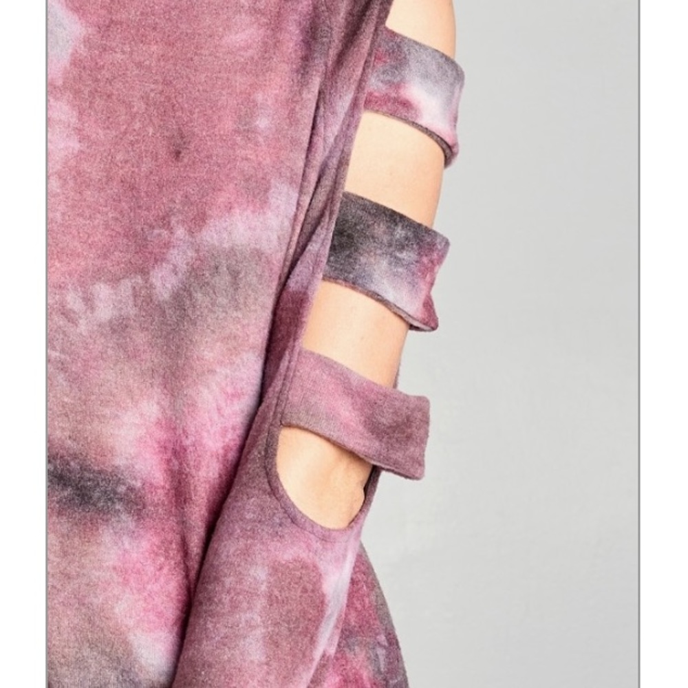 Ladder sleeves long sleeve tie dye top - Picture 3 of 5